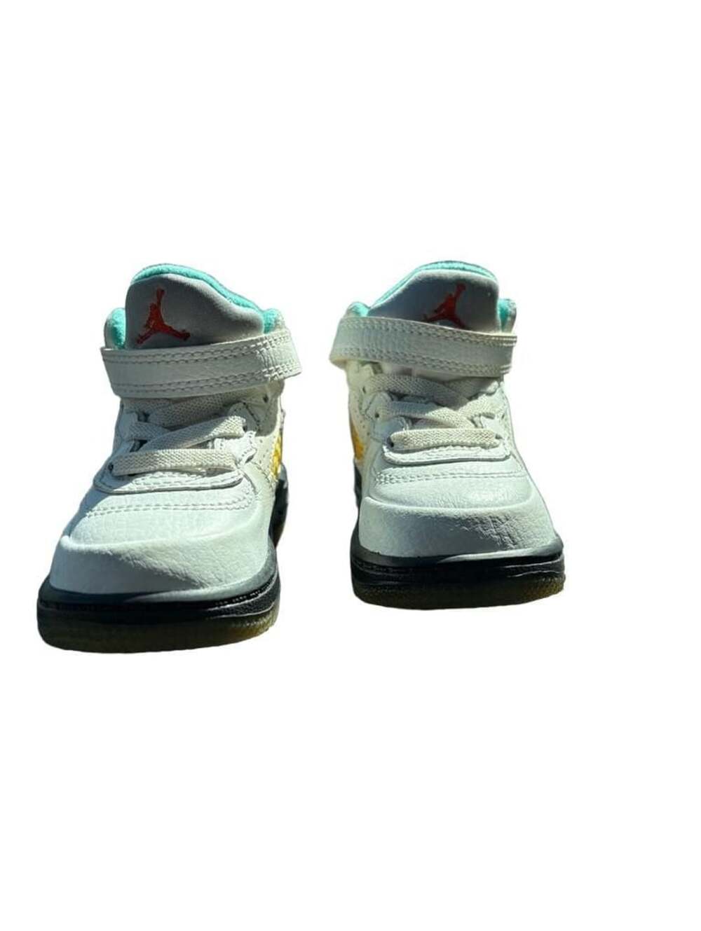 Jordan Fusion Retro Infant Toddler Sneakers White Black Orange Red